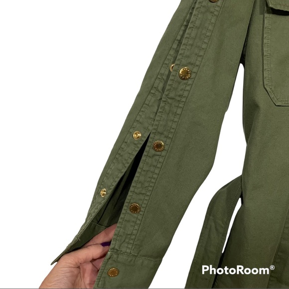 Sandro Bari Twill Field Jacket Belted Army Green Khaki Green Small - Picture 7 of 16